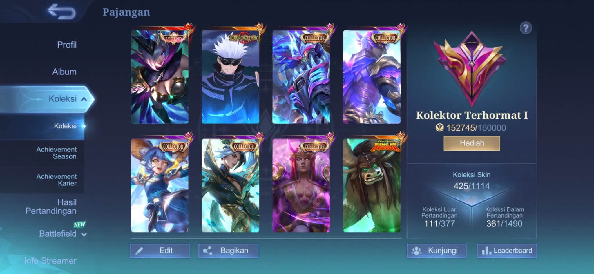 gojo idaman skin limit banyak